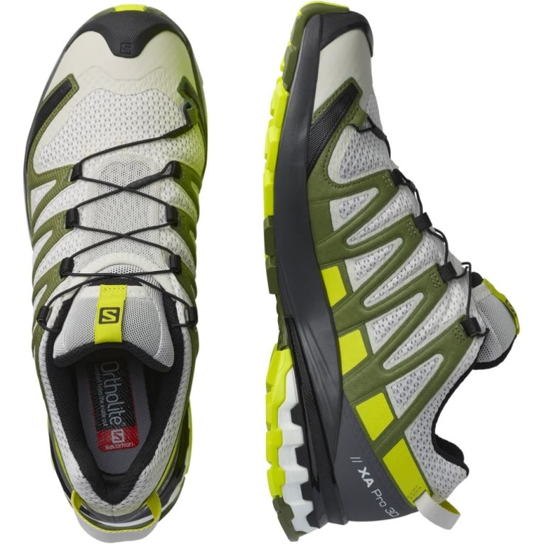 White / Olive Salomon Xa Pro 3d V8 Men's Trail Running Shoes | IE TX4067